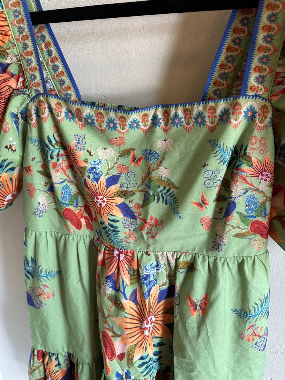 FARM Rio Puff-Sleeve Mini Dress in Light Green - Picture 2 of 4